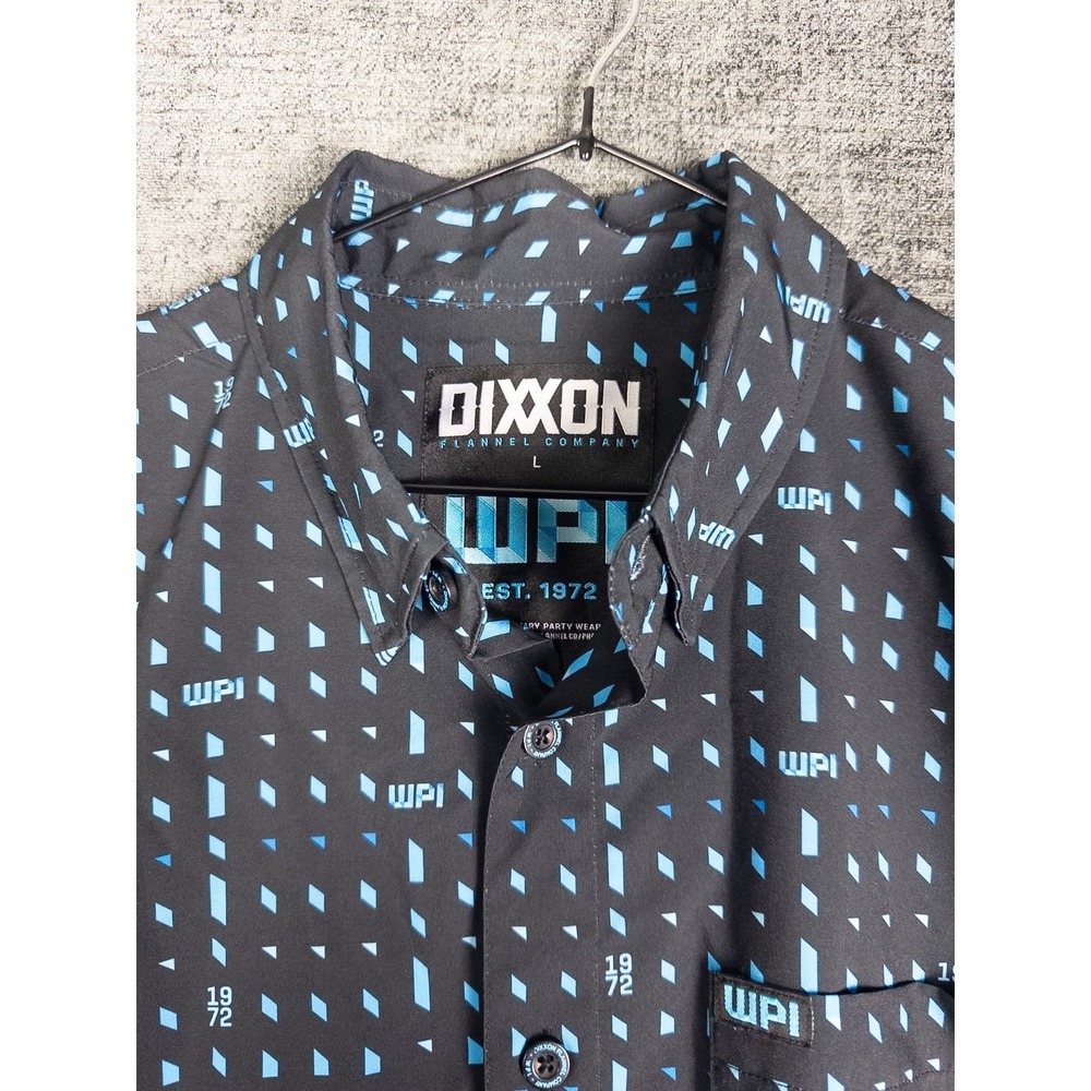 RARE Dixxon WPI Shirt Mens L Black Printed Allover Print Party Relaxed